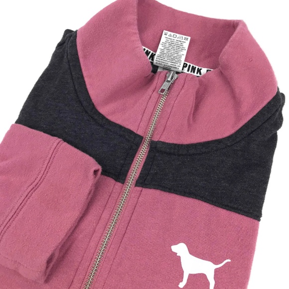 PINK Victoria's Secret 1/4 Zip Sweatshirt Sz Large - Picture 7 of 8